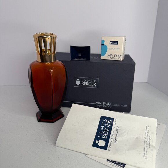 Lampe Berger Paris Fragrance Lamp – Amber Glass with Gold Crown (New in Box) - Picture 1 of 1